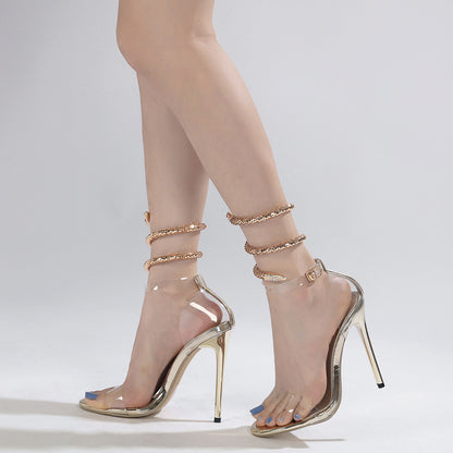 Golden Serpent Wrap High Heels