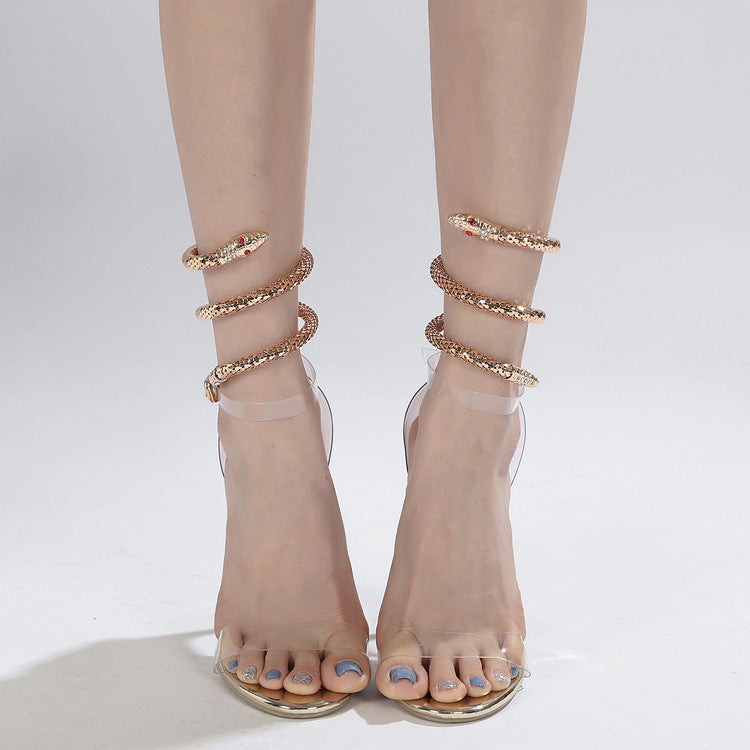 Golden Serpent Wrap High Heels